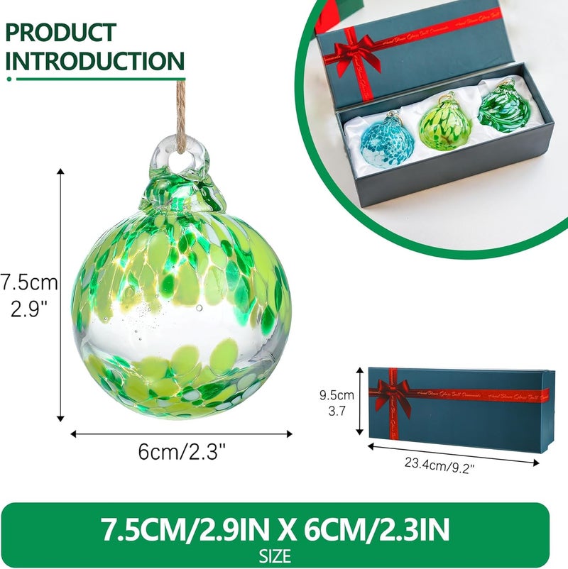 KRISININE 3pcs Hand Blown Glass Gazing Balls 2.3in Hanging Friendship Ball Decor for Home Garden Patio - Image 3
